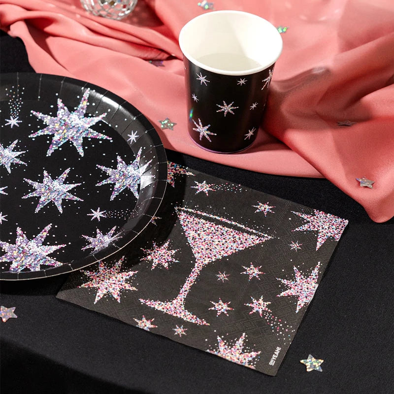 Inspiracion con Vaso Cartón Navidad 270 cc Estrellas de Nochevieja