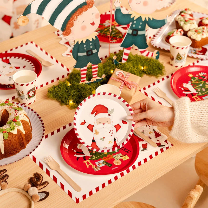 Inspiracion con Prato Plano de Cartão Sobremesa de Natal Ø 17 cm O Papai Noel está chegando!