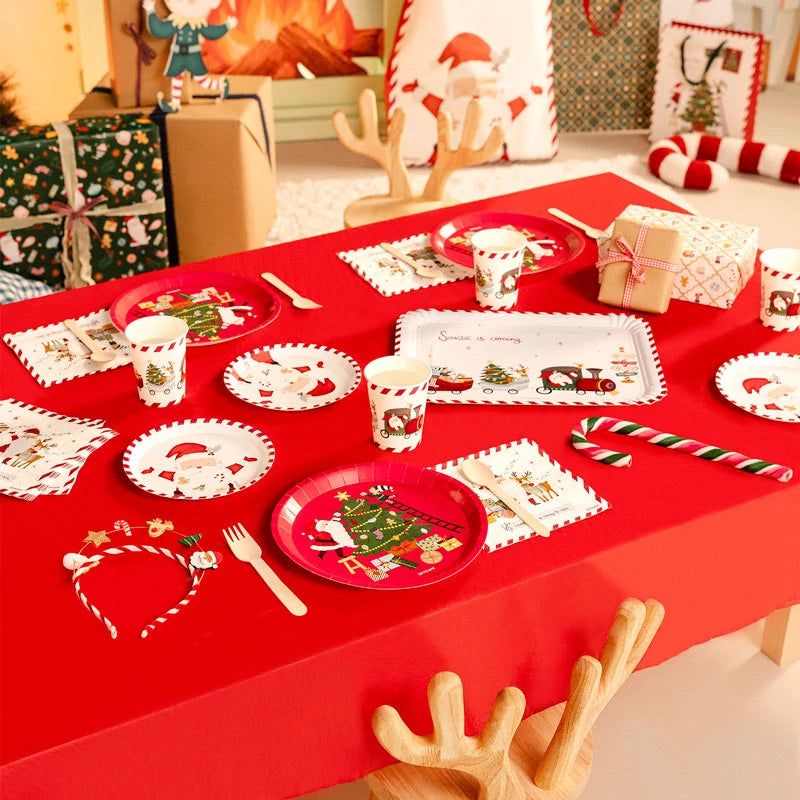 Kit Mesa Premium Navidad 6 Personas ¡Llega Papá Noel! 75 piezas