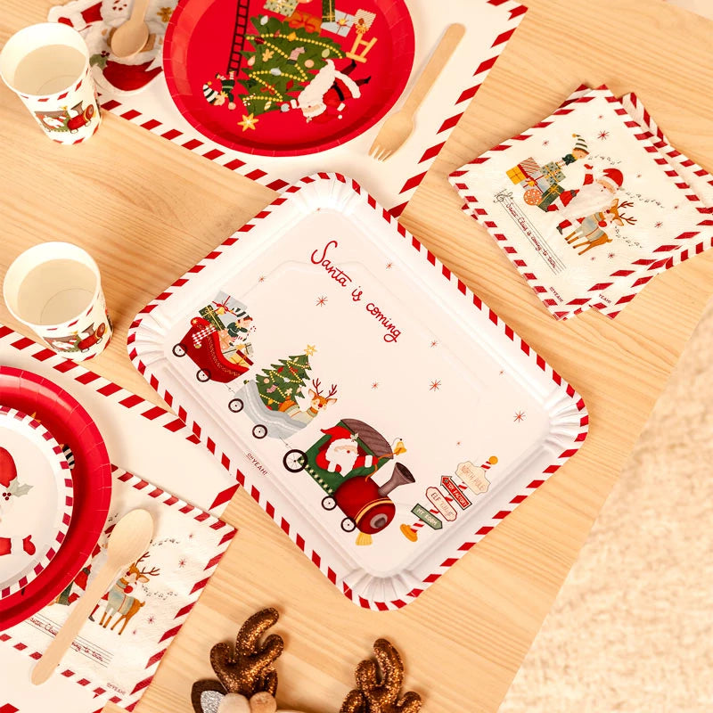 Inspiracion con Bandeja Rectangular Cartón Navidad 25 x 34 cm ¡Llega Papá Noel!