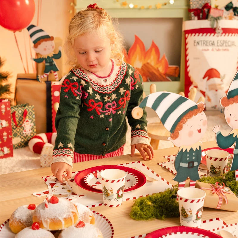 Inspiracion con Prato Plano de Cartão Sobremesa de Natal Ø 17 cm O Papai Noel está chegando!