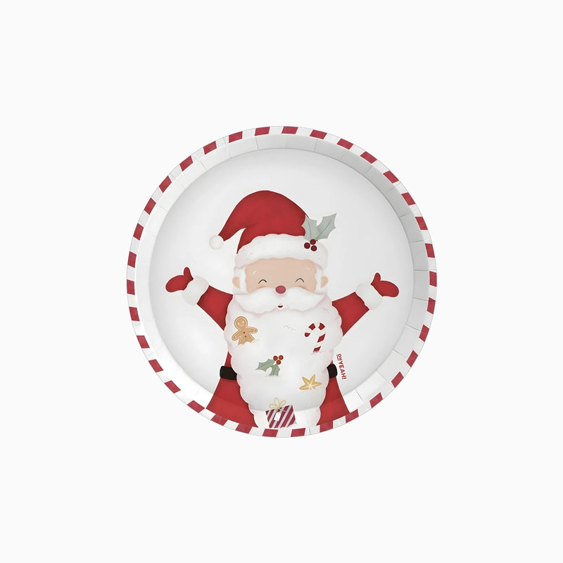 Plato Cartón Llano Postre Navidad Ø 17 cm ¡Llega Papá Noel!
