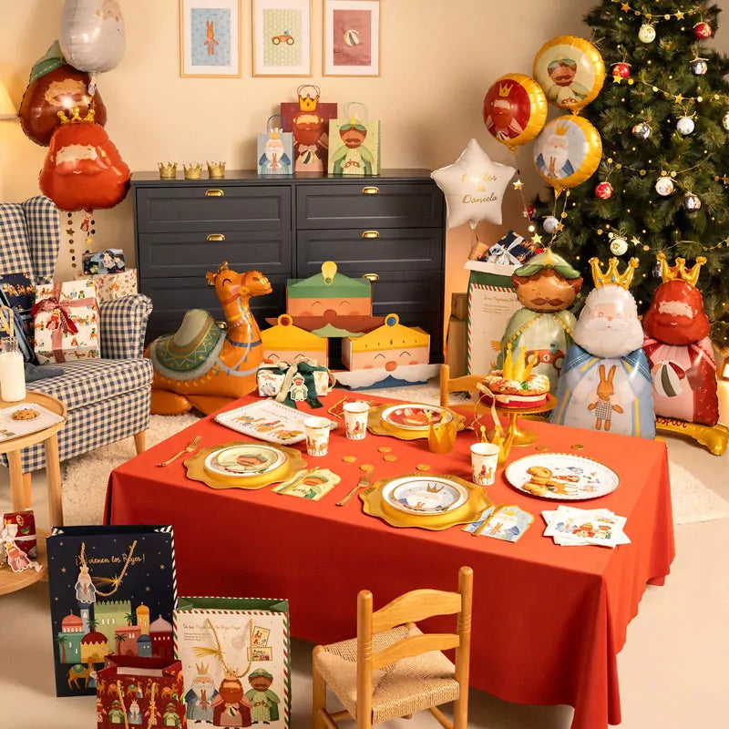 Kit Mesa Premium Navidad 6 Personas Petit Reyes Magos 88 piezas