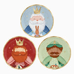Plato Cartón Llano Postre Navidad Ø 17 cm Petit Reyes Magos