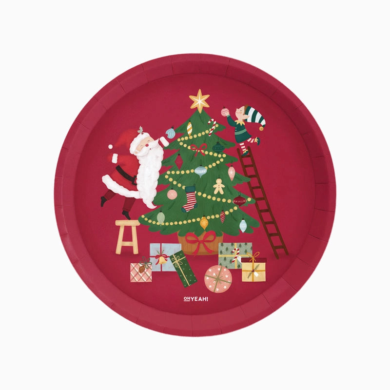 Plato Cartón Llano Navidad Ø 23 cm ¡Llega Papá Noel!