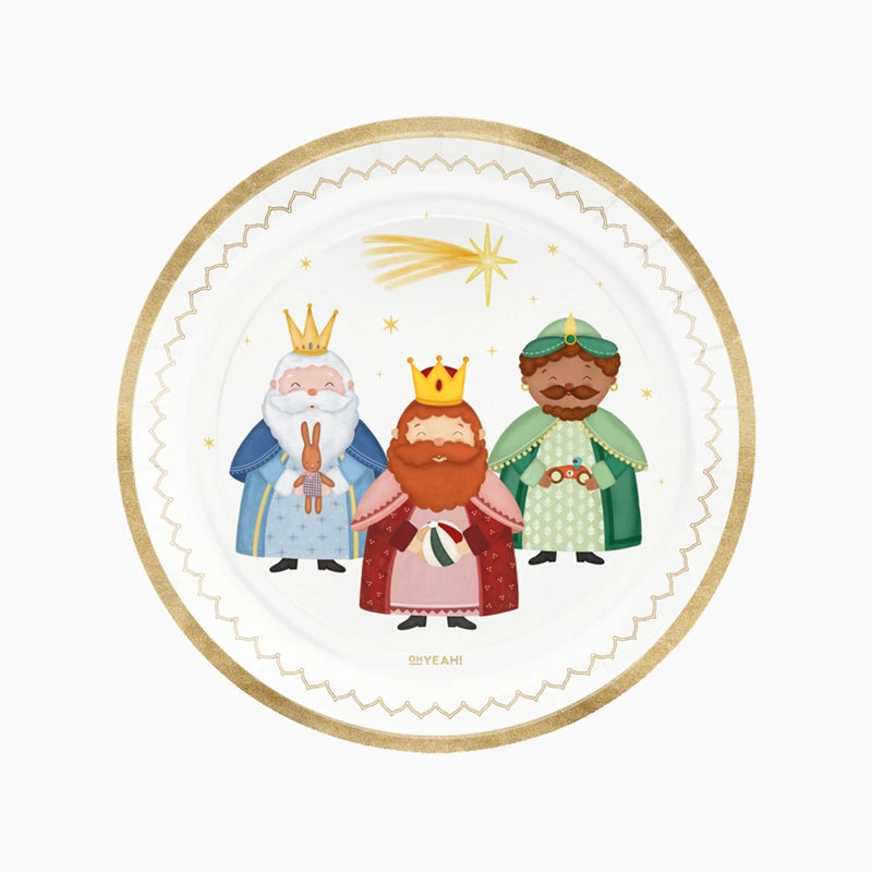 Christmas Flat Cardboard Plate Ø 23 cm Petit Three Wise Men