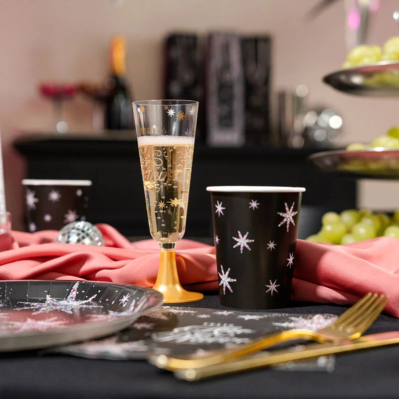Inspiracion con Copa Cava Plástico Reutilizable PS 150 cc Estrellas de Nochevieja