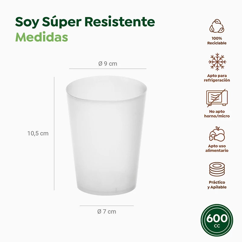 Inspiracion con Bicchiere riutilizzabile in plastica PP 600 cc trasparente (4 unità)