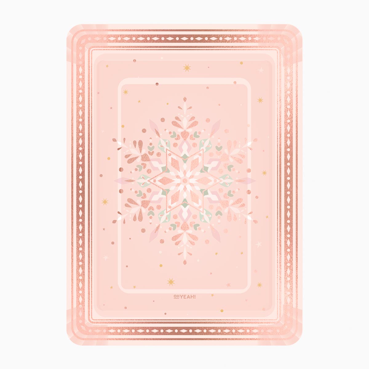 Bandeja metálica retangular natal 25x34 cm Floco de neve congelado de ouro rosa
