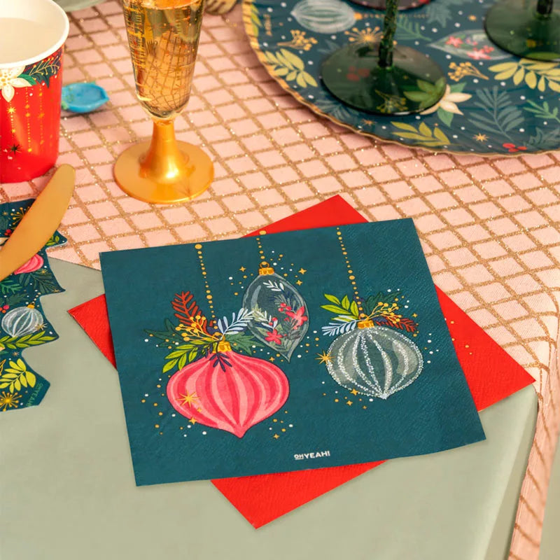 Servilleta Papel Doble Capa Navidad 33 x 33 cm Verde Ornaments