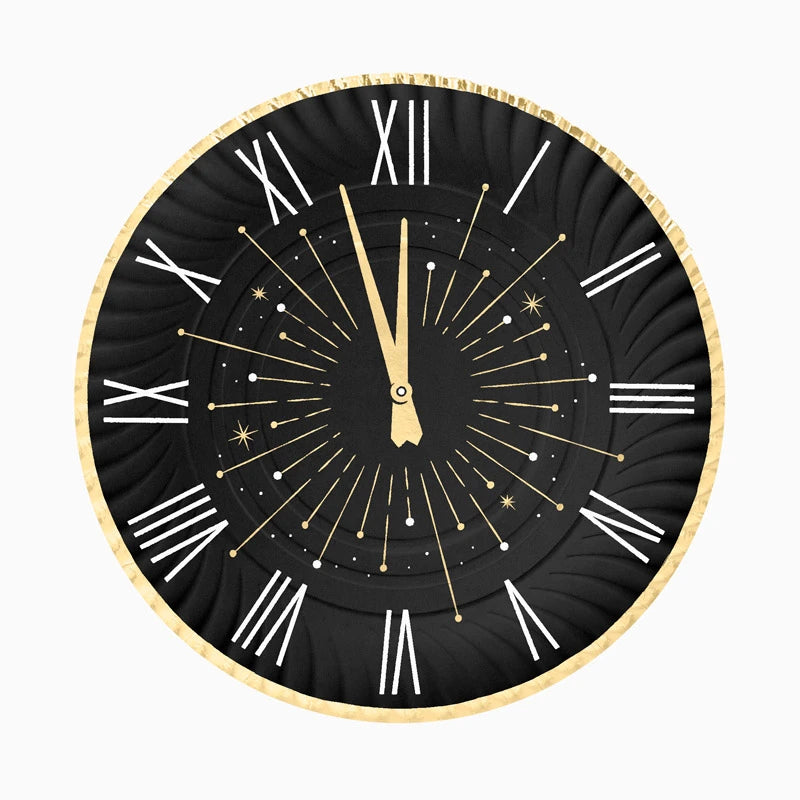 Bandeja Redonda Cartón Nochevieja Ø 30 cm Reloj
