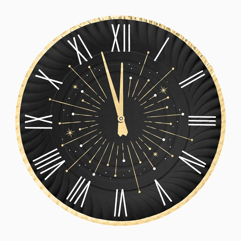 Vassoio Rotondo in Cartone Capodanno Ø 30 cm Orologio