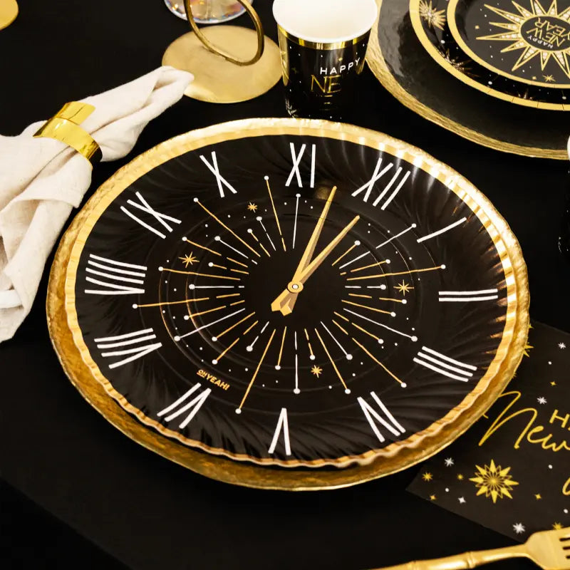 Bandeja Redonda Cartón Nochevieja Ø 30 cm Reloj