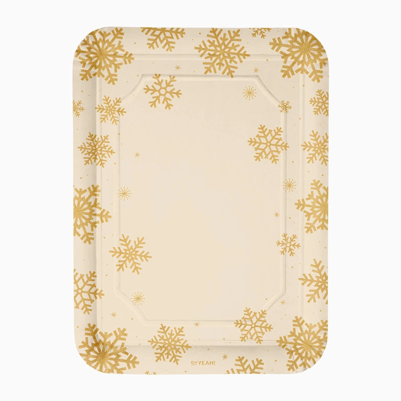 Christmas Cardboard Rectangular Tray 25 x 34 cm Snowflake Gold Glitter