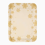 Vassoio natalizio rettangolare in cartoncino 25 x 34 cm Fiocco di neve glitter oro