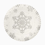 Bandeja Redonda Cartón Navidad Ø 30 cm Copo de Nieve Plata Glitter