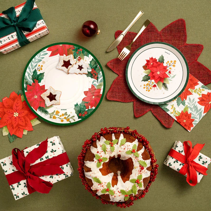 Servilleta Papel Doble Capa Navidad Forma Flor de Pascua