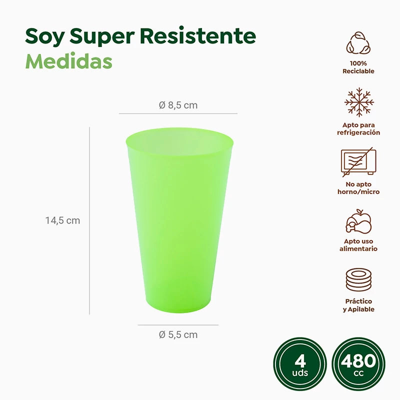 Vaso Cocktail Plástico PP Reutilizable 480 cc Verde