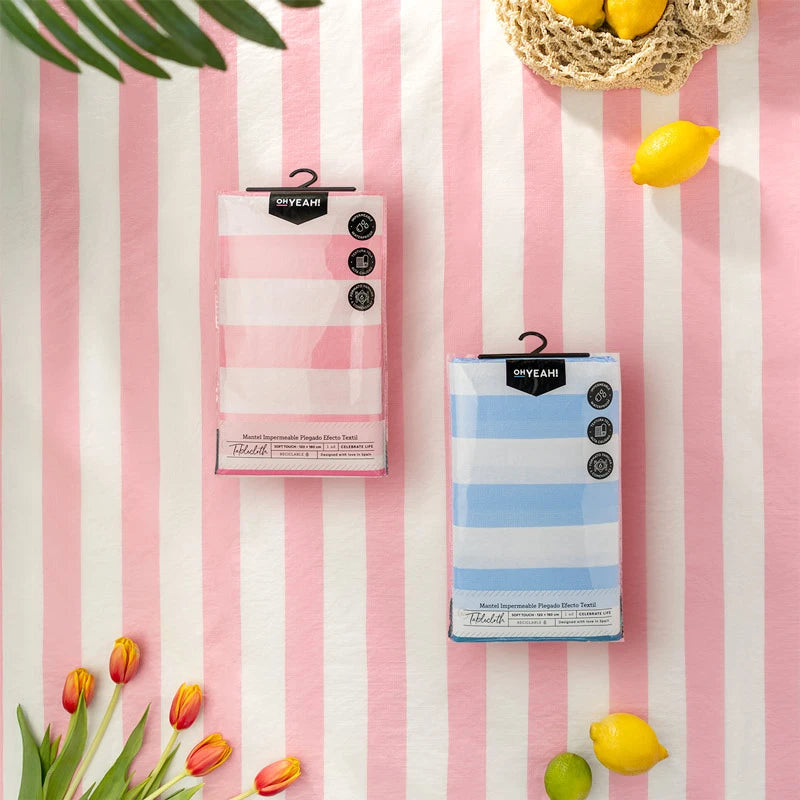 Mantel Papel Plegado Impermeable 1.20 x 1.80 m Rayas Azul y Blanco