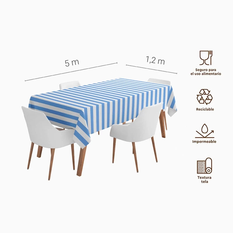 Inspiracion con Rouleau de nappe en papier 1,20 x 5 m rayures bleues et blanches