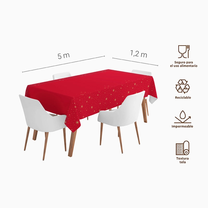 Rollo Mantel Papel Navidad 1.20 x 5 m Rojo Ornaments