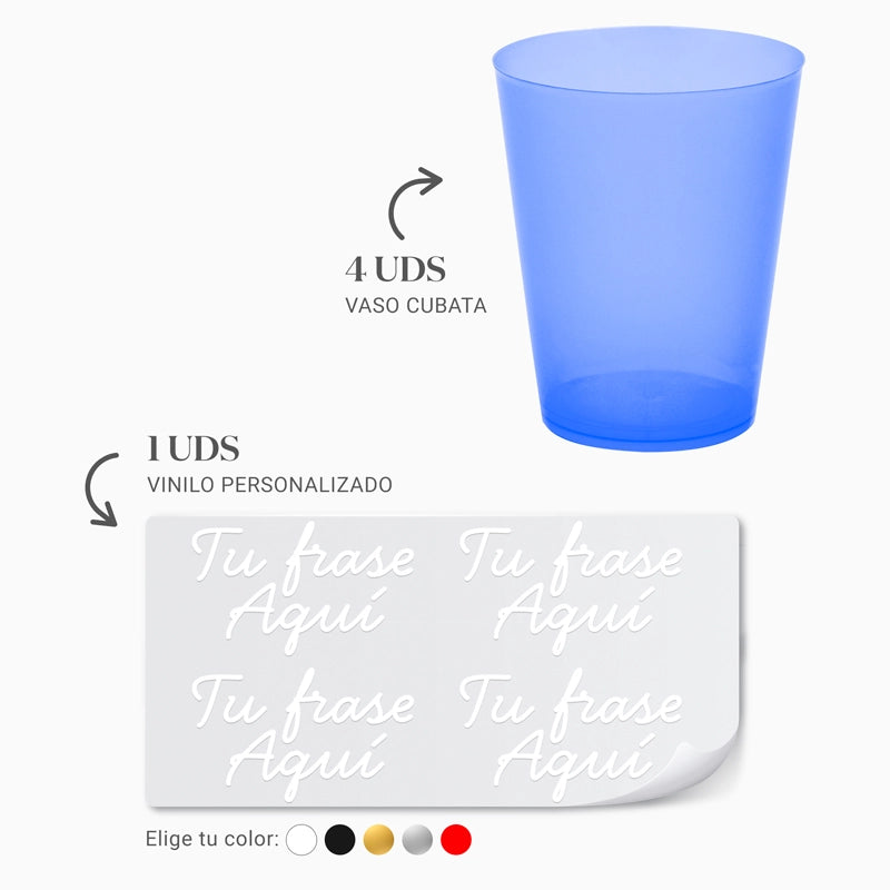 Vaso Cubata Ancho Azul 480 cc Personalizado