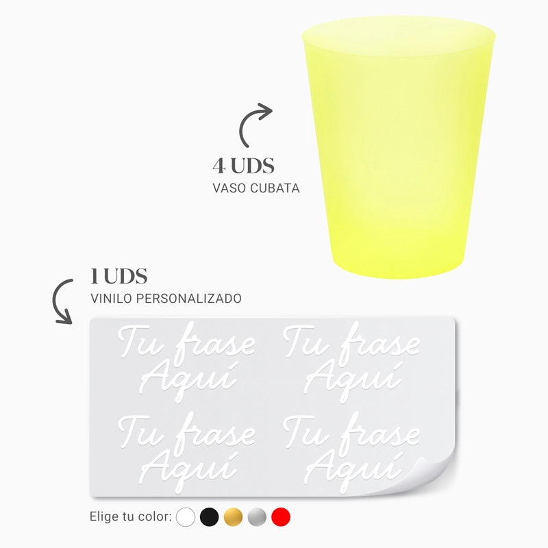 Vaso Cubata Ancho Amarillo 480 cc Personalizado