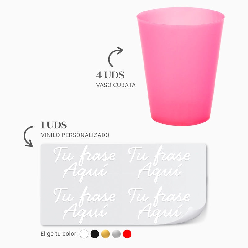 Vaso Cubata Ancho Rosa 480 cc Personalizado Pegatinas