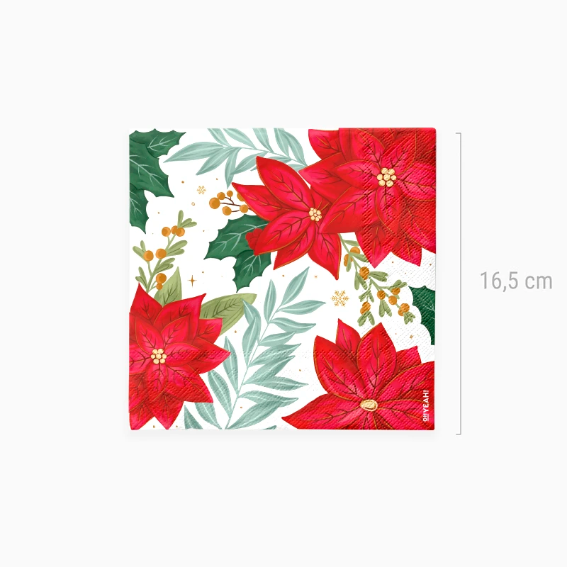 Servilleta Papel Doble Capa Navidad 33 x 33 cm Flor de Pascua