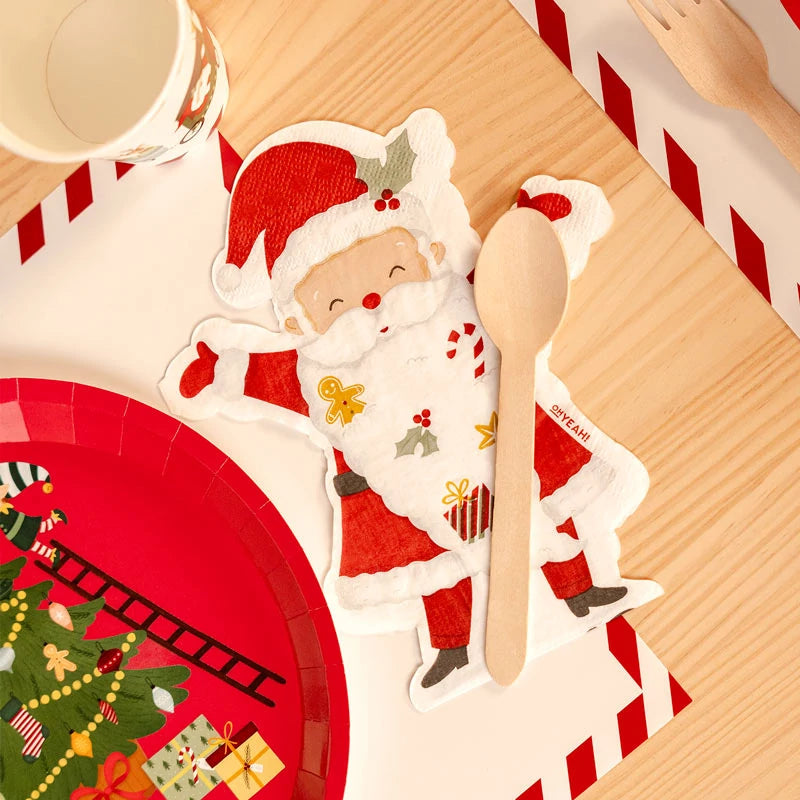 Inspiracion con Servilleta Papel Doble Capa Navidad Forma ¡Llega Papá Noel!