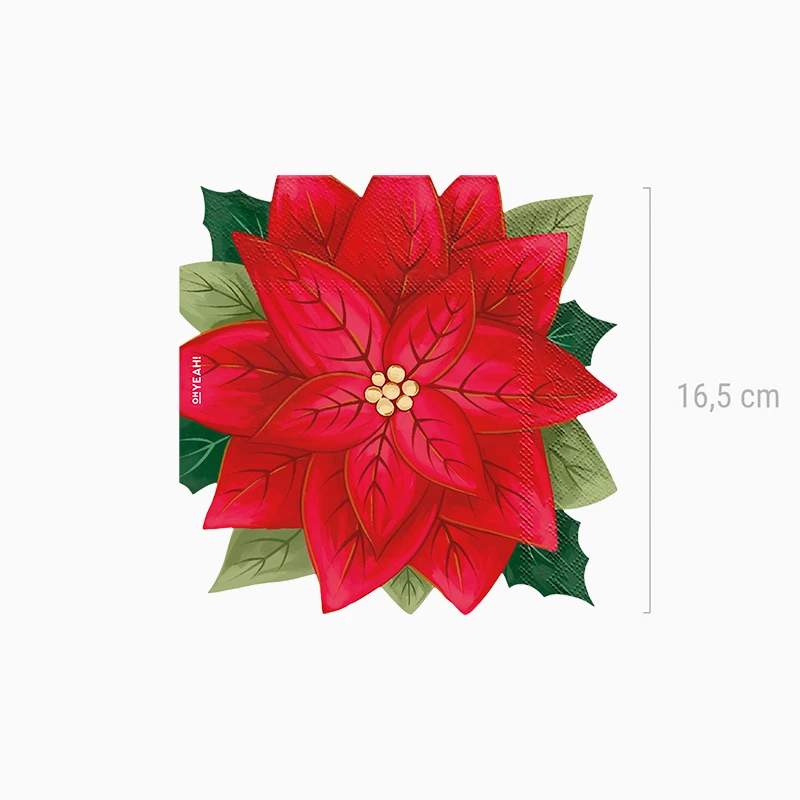 Serviette en papier double couche de Noël en forme de poinsettia