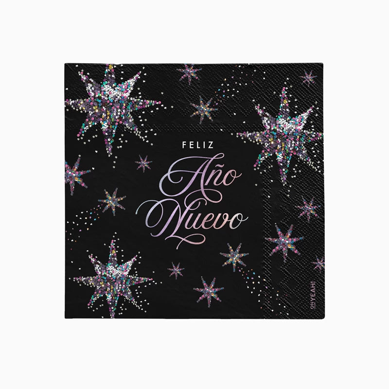 Serviette en papier double couche de Noël 33 x 33 cm 'Bonne année' Étoiles du Nouvel An