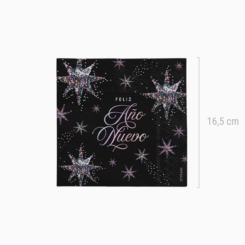 Serviette en papier double couche de Noël 33 x 33 cm 'Bonne année' Étoiles du Nouvel An