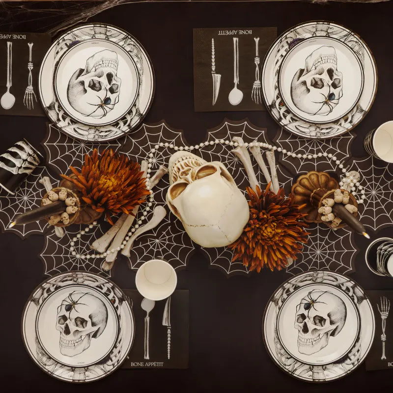 Crânio de papelão sobremesa redonda Ø 17 cm Halloween