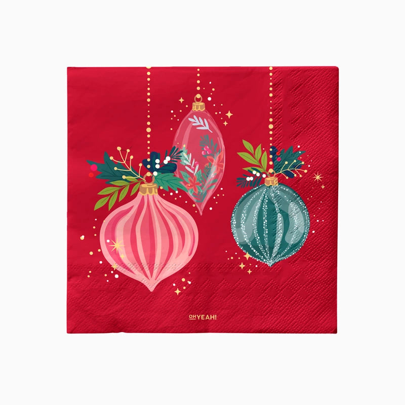 Servilleta Papel Doble Capa Navidad 33 x 33 cm Rojo Ornaments