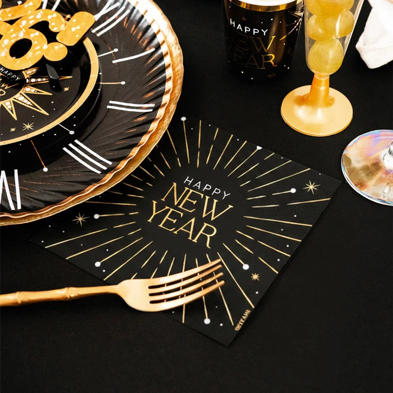 Servilleta Papel Doble Capa 33 x 33 cm Nochevieja 'Happy New Year'