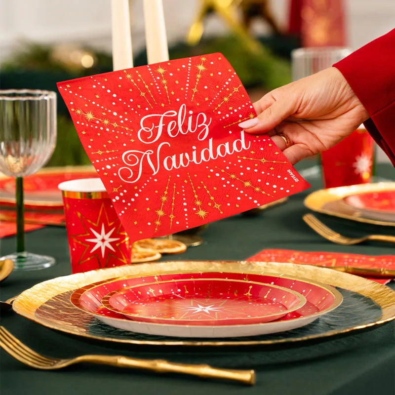 Servilleta Papel Doble Capa Navidad 33 x 33 cm Rojo 'Feliz Navidad'