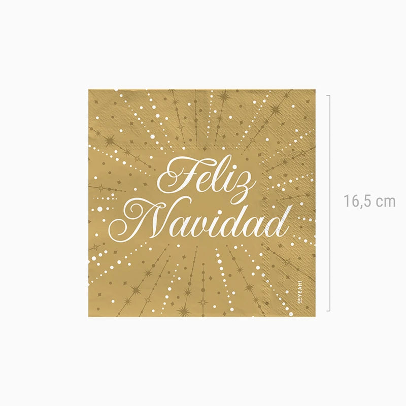 Papel quadrado Christmas Double Capa 33x33 cm Gold 'Feliz Natal'