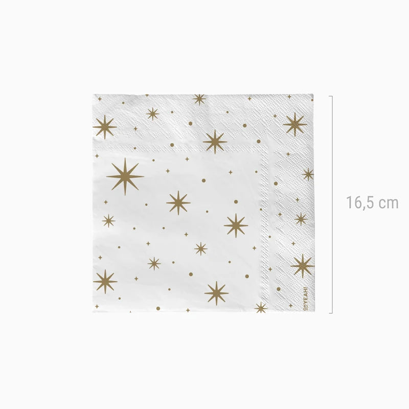 Camada de natal de guardanapo de papel duplo 33x33 cm estrelas de ouro