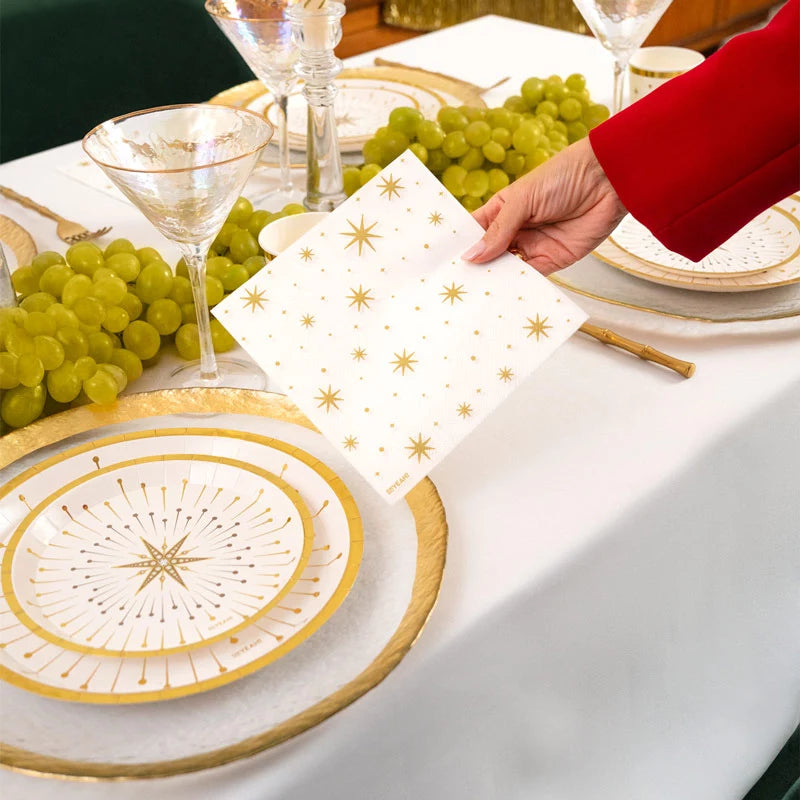 Camada de natal de guardanapo de papel duplo 33x33 cm estrelas de ouro