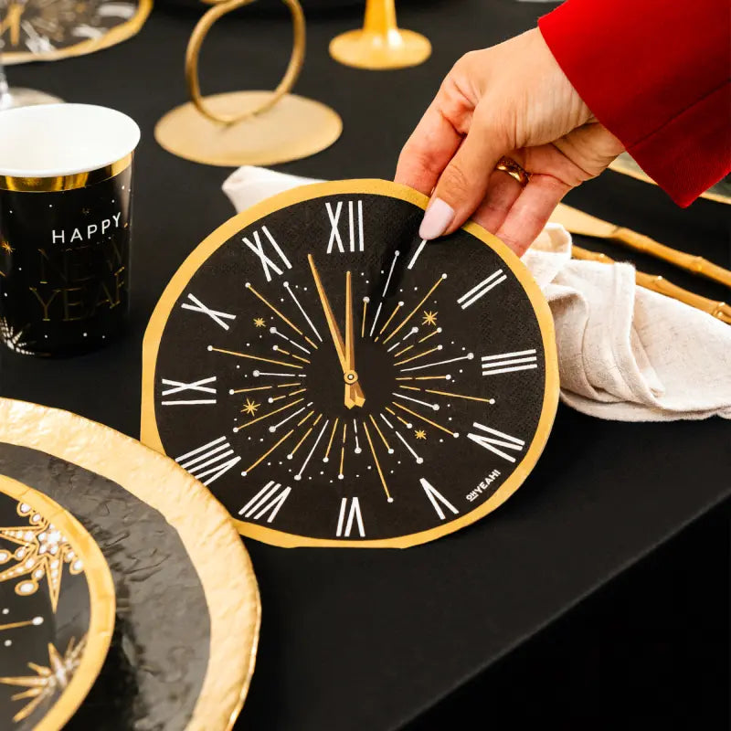 Servilleta Papel Doble Capa 33 x 33 cm Nochevieja con forma Reloj