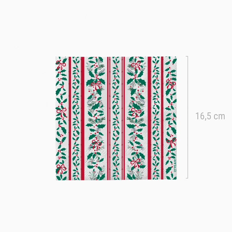 Servilleta Papel Doble Capa 33 x 33 cm Navidad Acebo