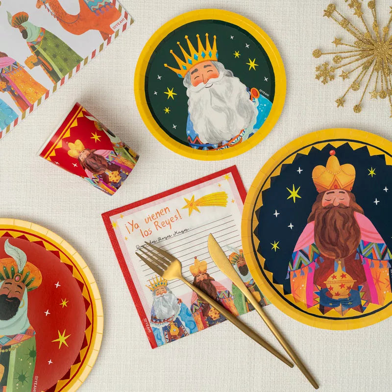 Plato Cartón Llano Redondo Ø 23 cm Noche de Reyes Magos
