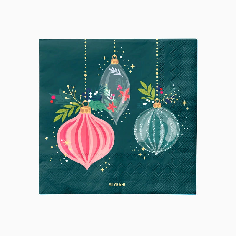 Servilleta Papel Doble Capa Navidad 33 x 33 cm Verde Ornaments