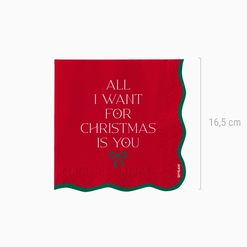 Servilleta Papel Doble Capa 33 x 33 cm All I Want For Christmas
