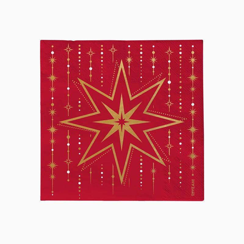 Servilleta Papel Doble Capa Navidad 33 x 33 cm Estrella Rojo