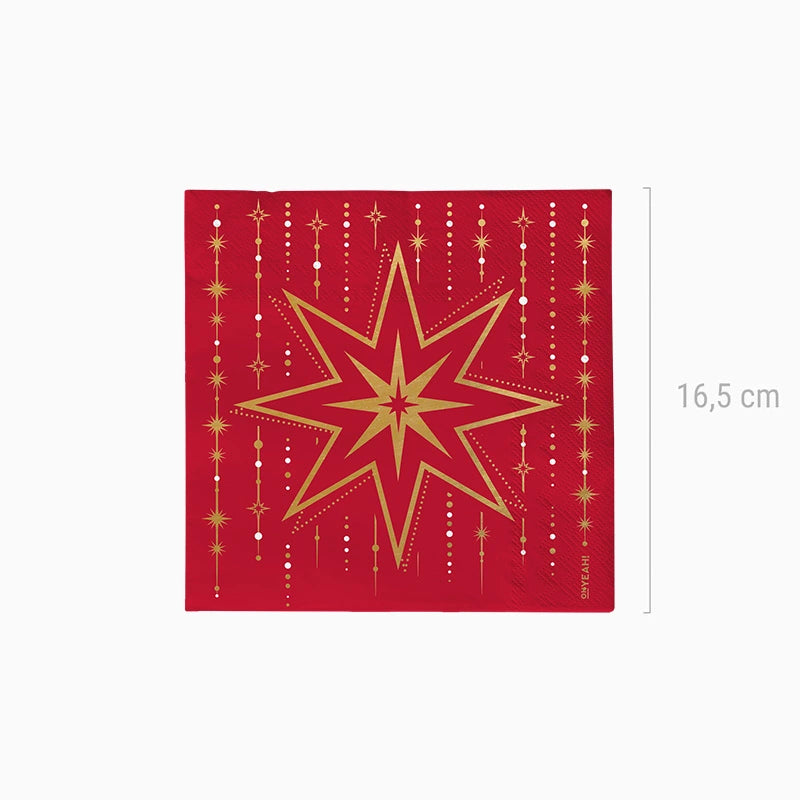 Couche de serviette double papier 33x33 cm étoile rouge