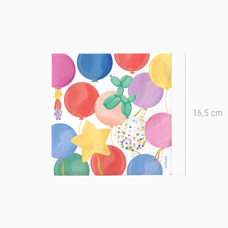 Doppellagige Papierserviette, 33 x 33 cm, Luftballons