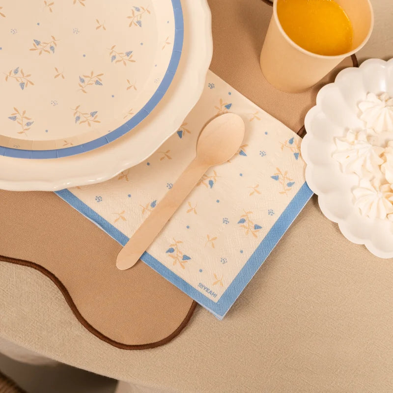 Inspiracion con Assiette plate en carton Ø 23 cm Floral Bleu