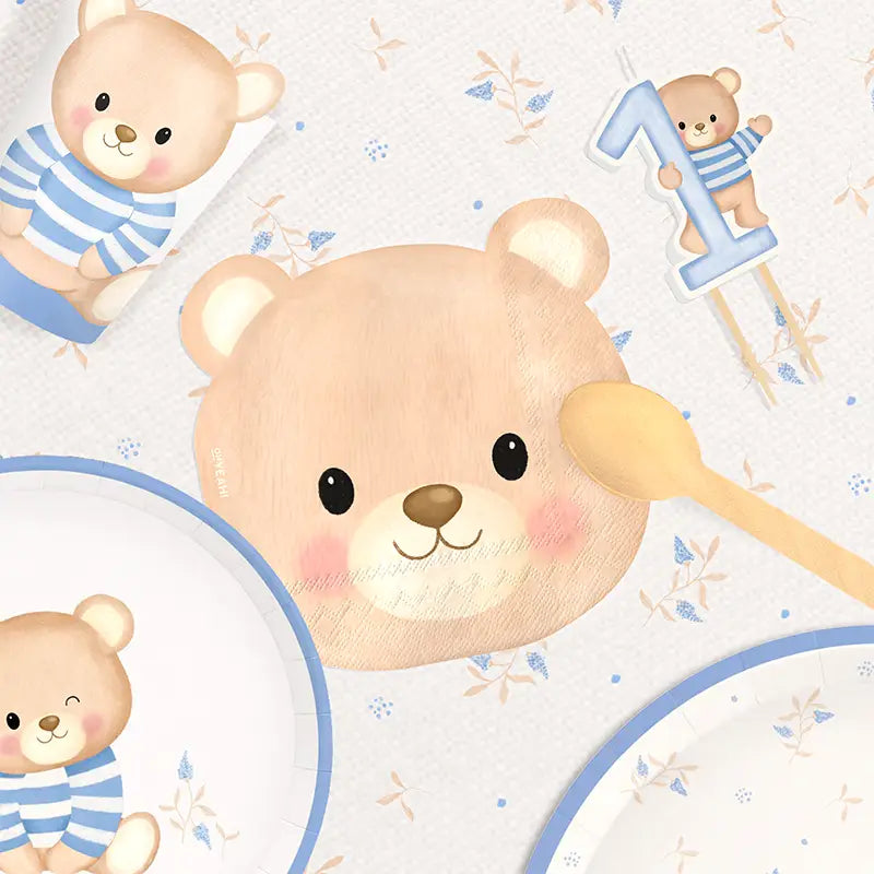 Servilleta Papel Doble Capa 33 x 33 cm Forma Baby Osito Azul